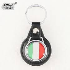 ITALIA FLAG BROWN LEATHER KEYCHAIN